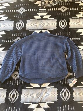 Democracy Blue Waffle Turtleneck Sweater